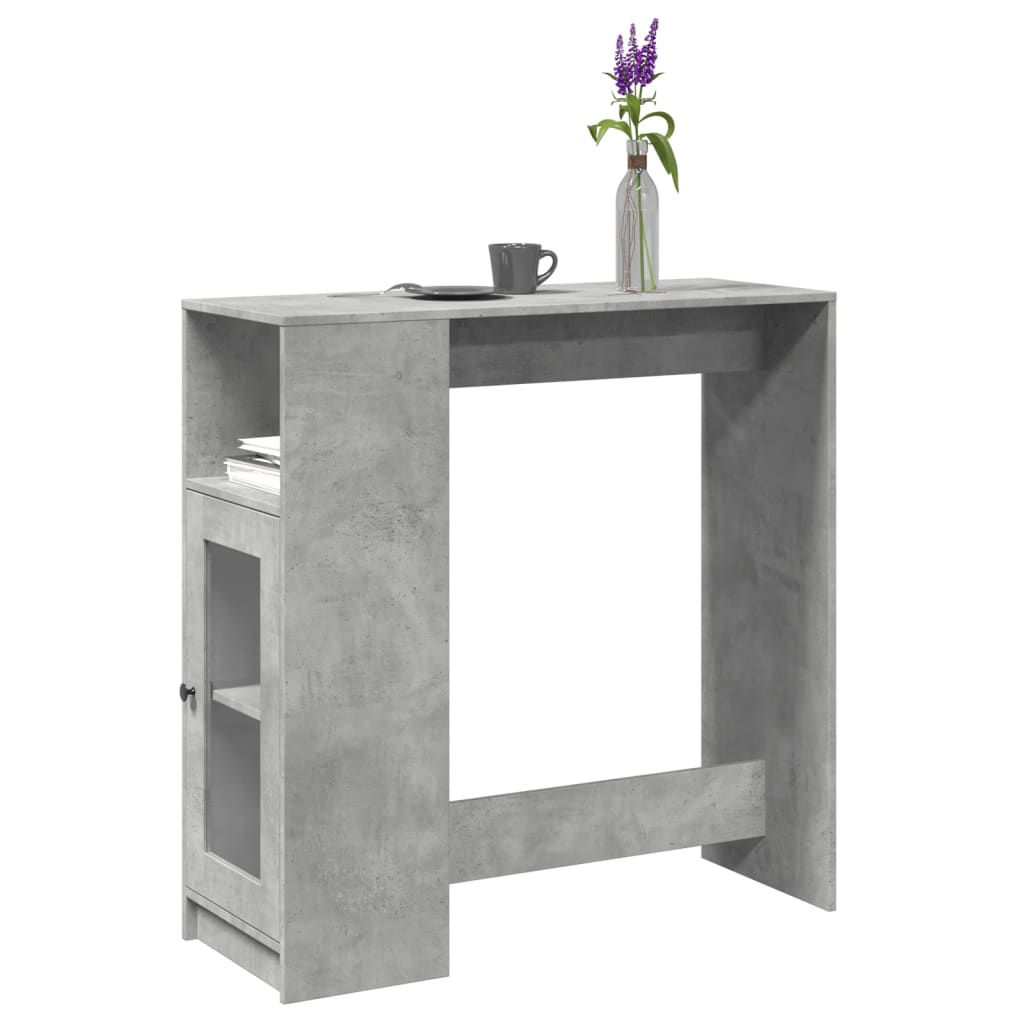 Barbord med opbevaring 101×40×103,5 cm - konstrueret træ, betongrå