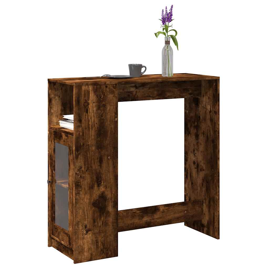 Barbord med hylder 101×40×103,5 cm - konstrueret træ, røget eg