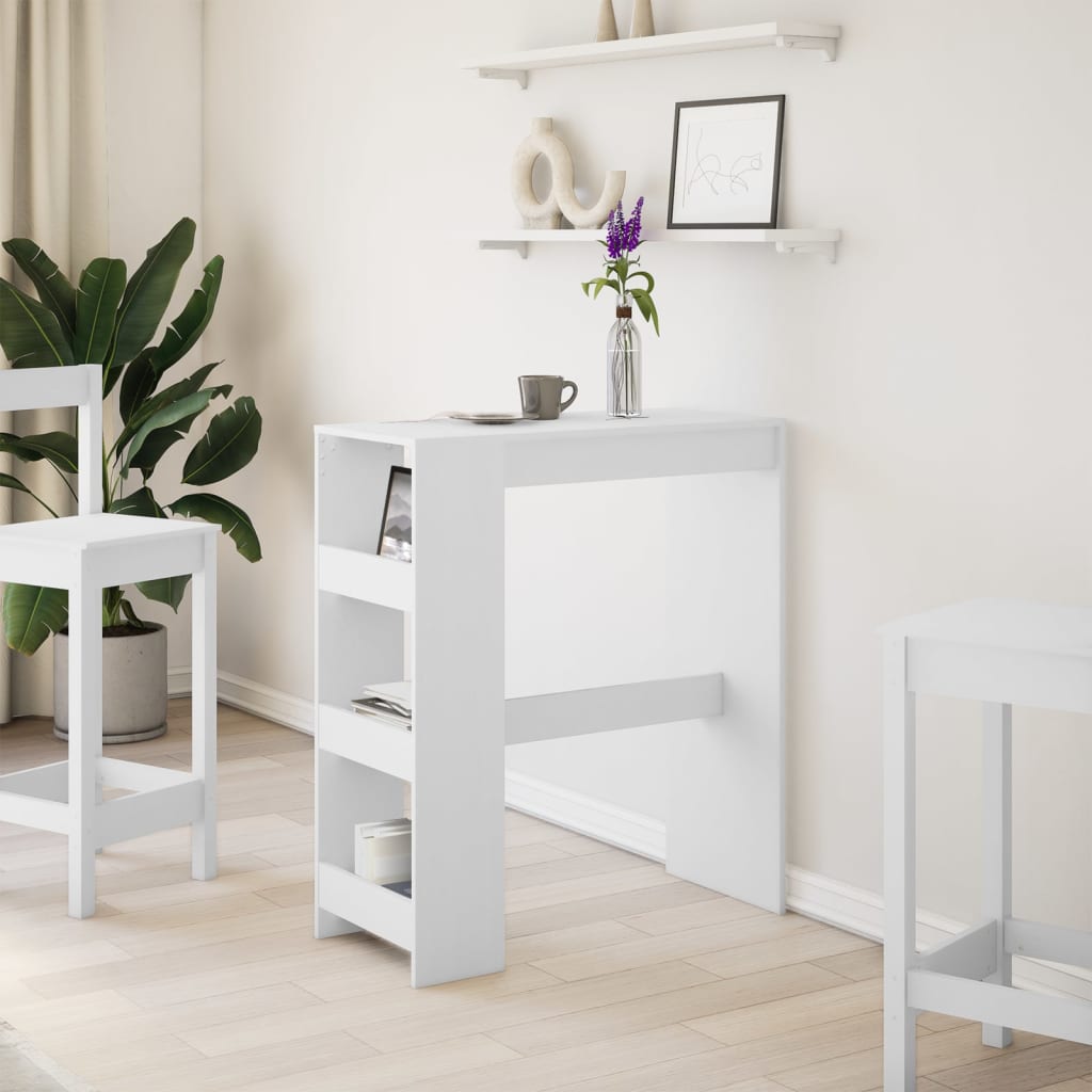 barbord med stativer 90x40x103,5 cm konstrueret træ hvid