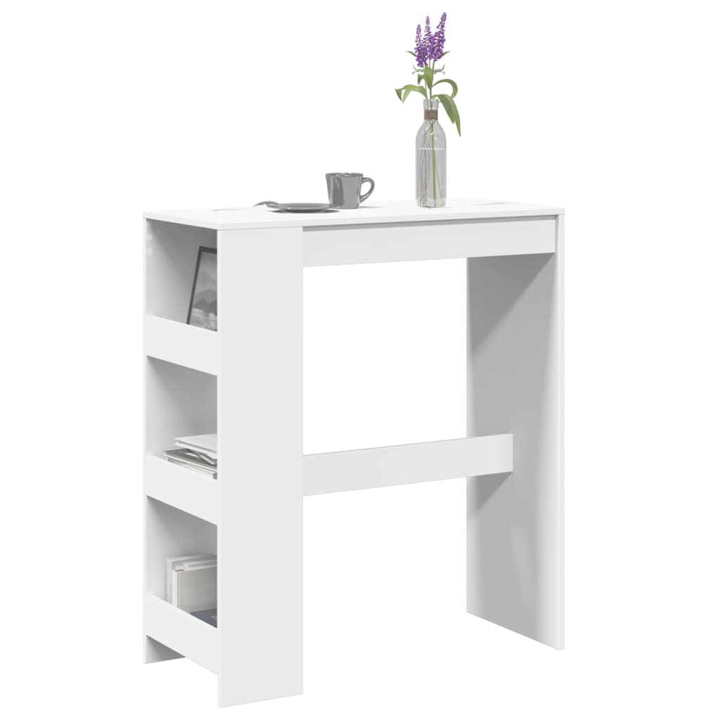 barbord med stativer 90x40x103,5 cm konstrueret træ hvid billede