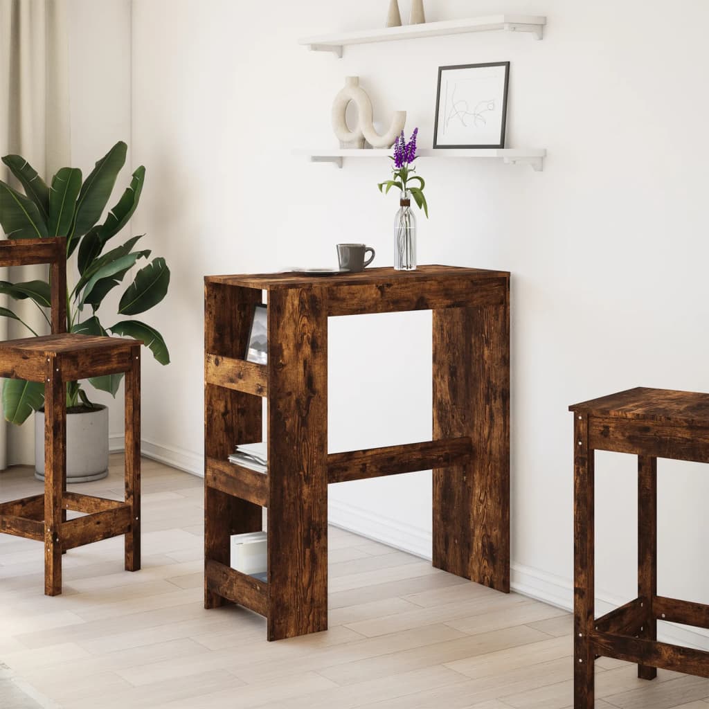 barbord med stativer 90x40x103,5 cm konstrueret træ røget eg