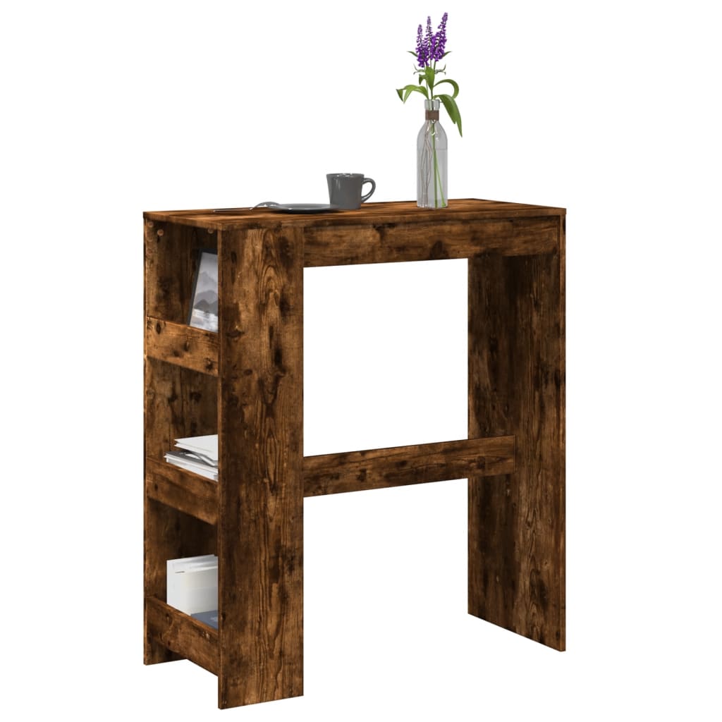 vidaXL barbord med stativer 90x40x103,5 cm konstrueret træ røget eg