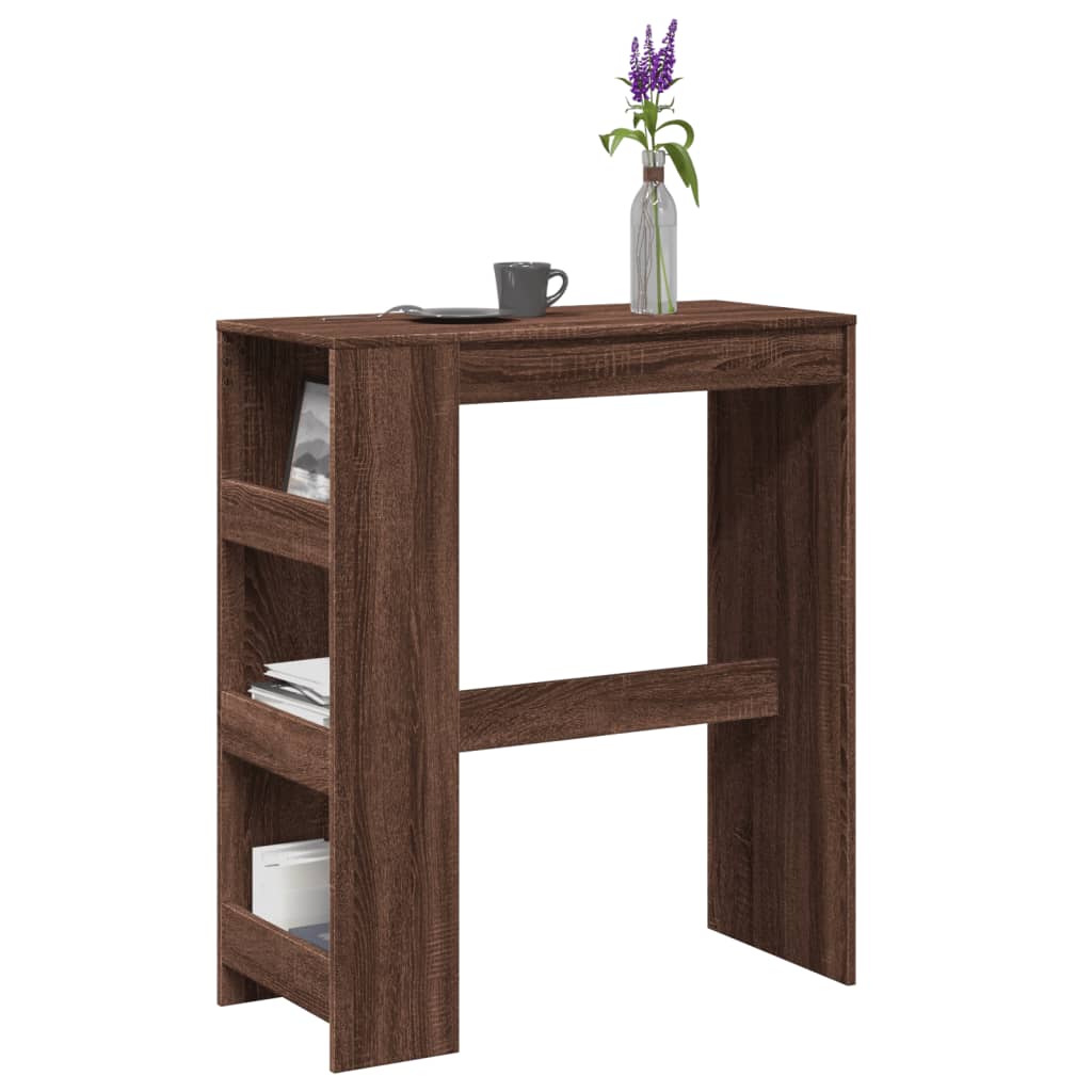 barbord m. stativer 90x40x103,5 cm konstrueret træ brun egetræ