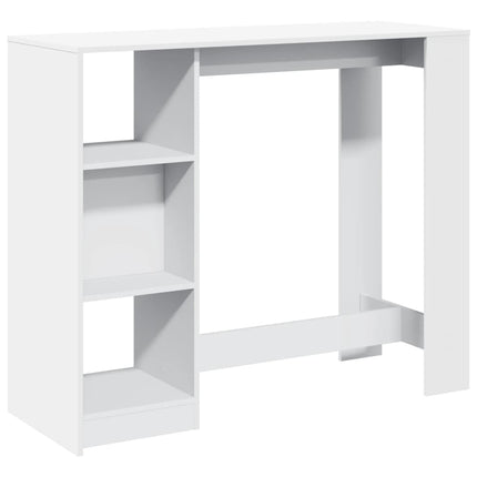 barbord med hylde 124x46x103,5 cm konstrueret træ hvid
