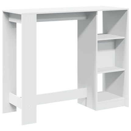 barbord med hylde 124x46x103,5 cm konstrueret træ hvid