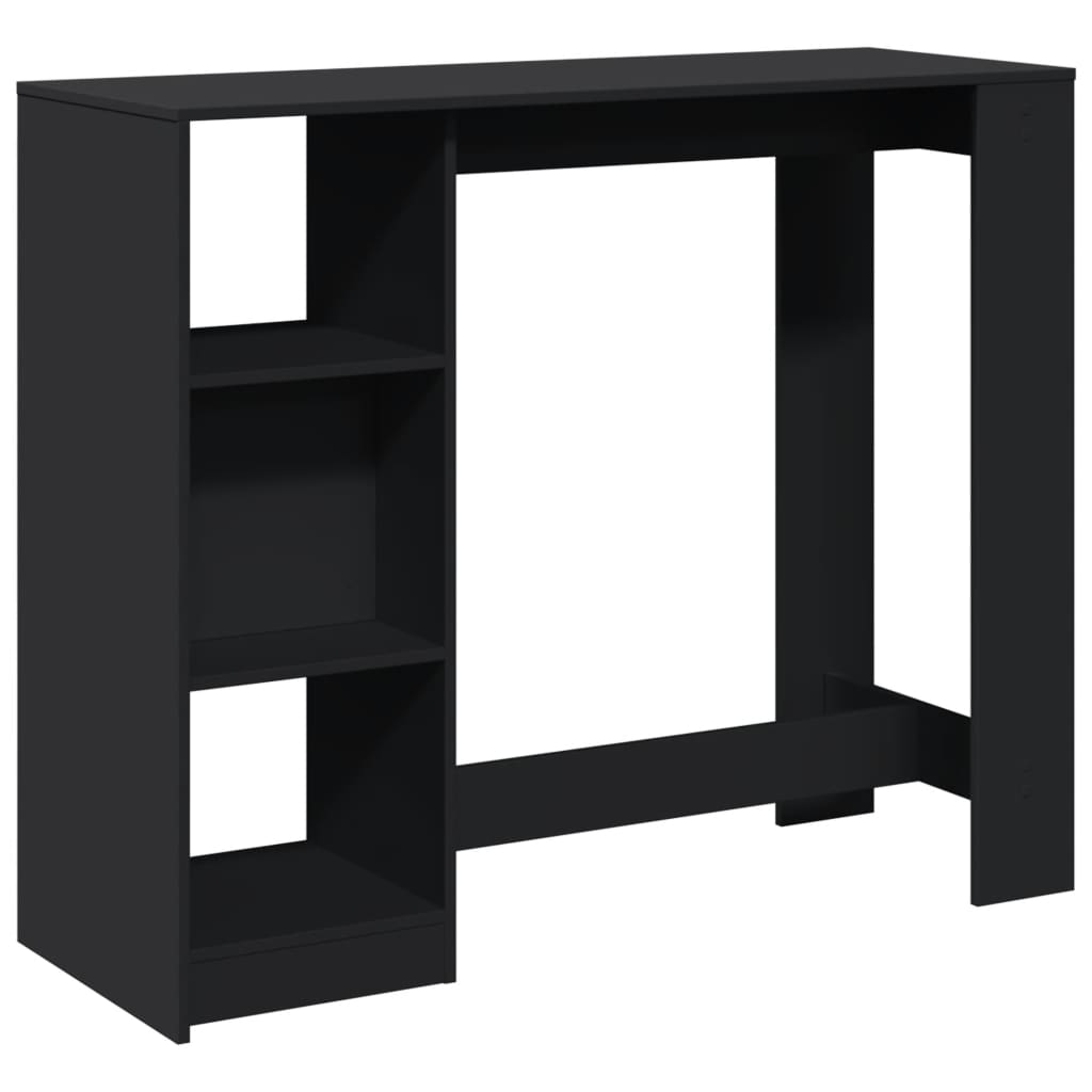 barbord med hylde 124x46x103,5 cm konstrueret træ sort
