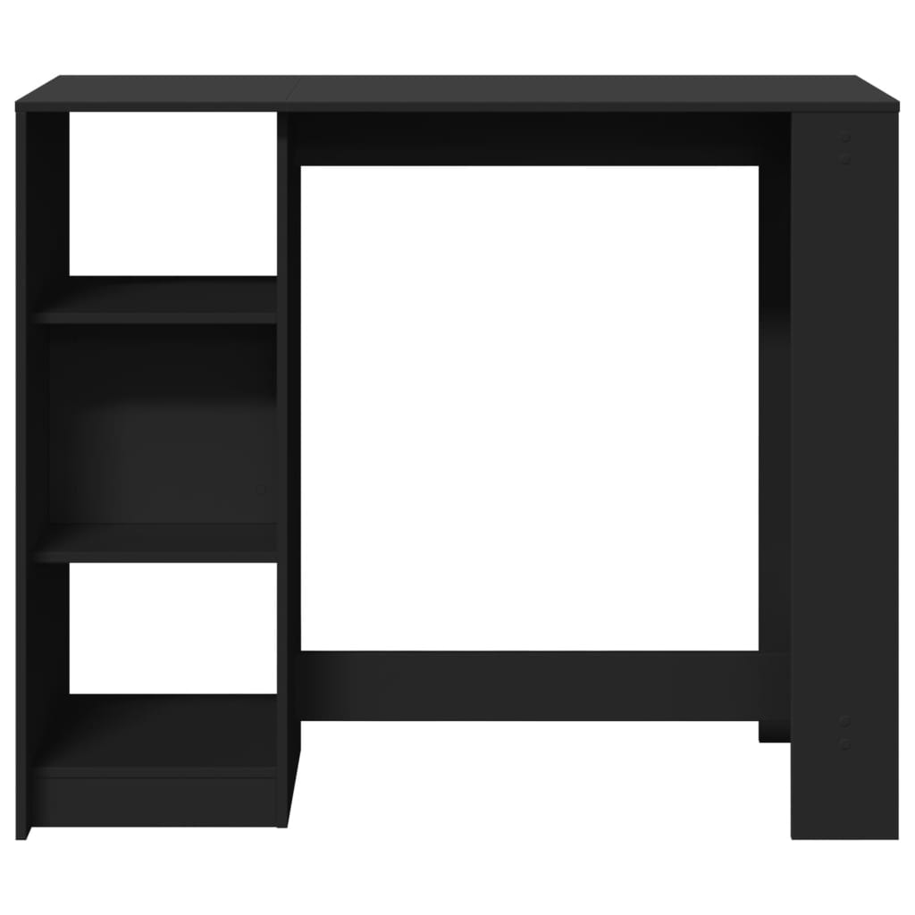 barbord med hylde 124x46x103,5 cm konstrueret træ sort