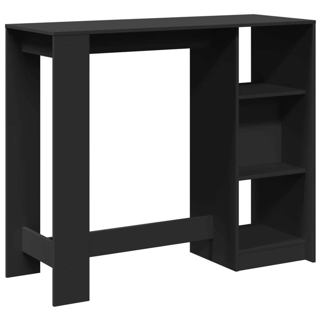 barbord med hylde 124x46x103,5 cm konstrueret træ sort