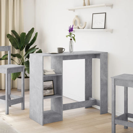 barbord med hylde 124x46x103,5 cm konstrueret træ betongrå