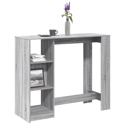 barbord m. hylde 124x46x103,5 cm konstrueret træ grå sonoma-eg