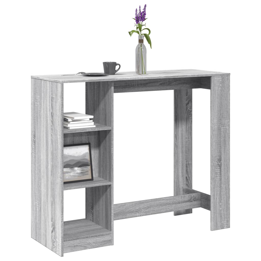 Barbord med hylder 124×46×103,5 cm - grå sonoma-eg, konstrueret træ