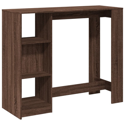 barbord med hylde 124x46x103,5 cm konstrueret træ brun egetræ