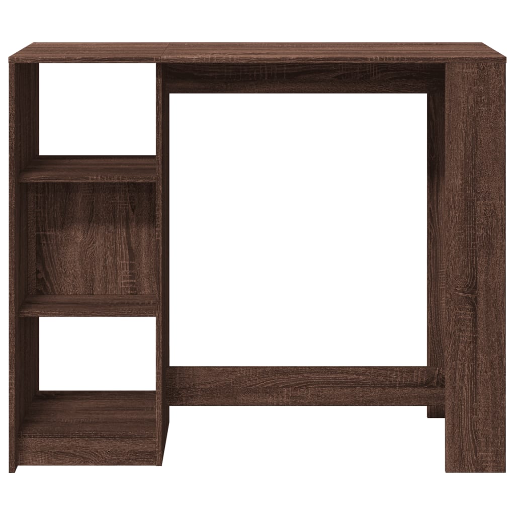 barbord med hylde 124x46x103,5 cm konstrueret træ brun egetræ