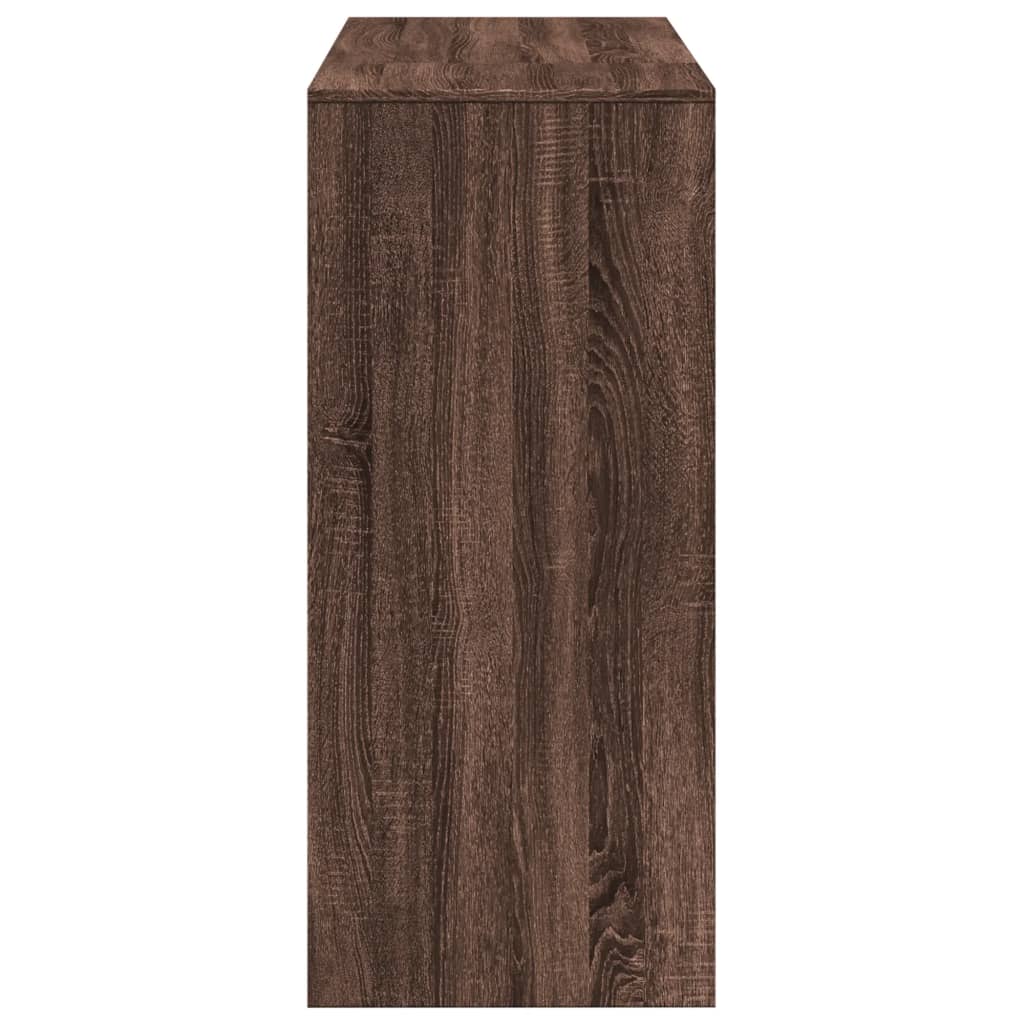 barbord med hylde 124x46x103,5 cm konstrueret træ brun egetræ