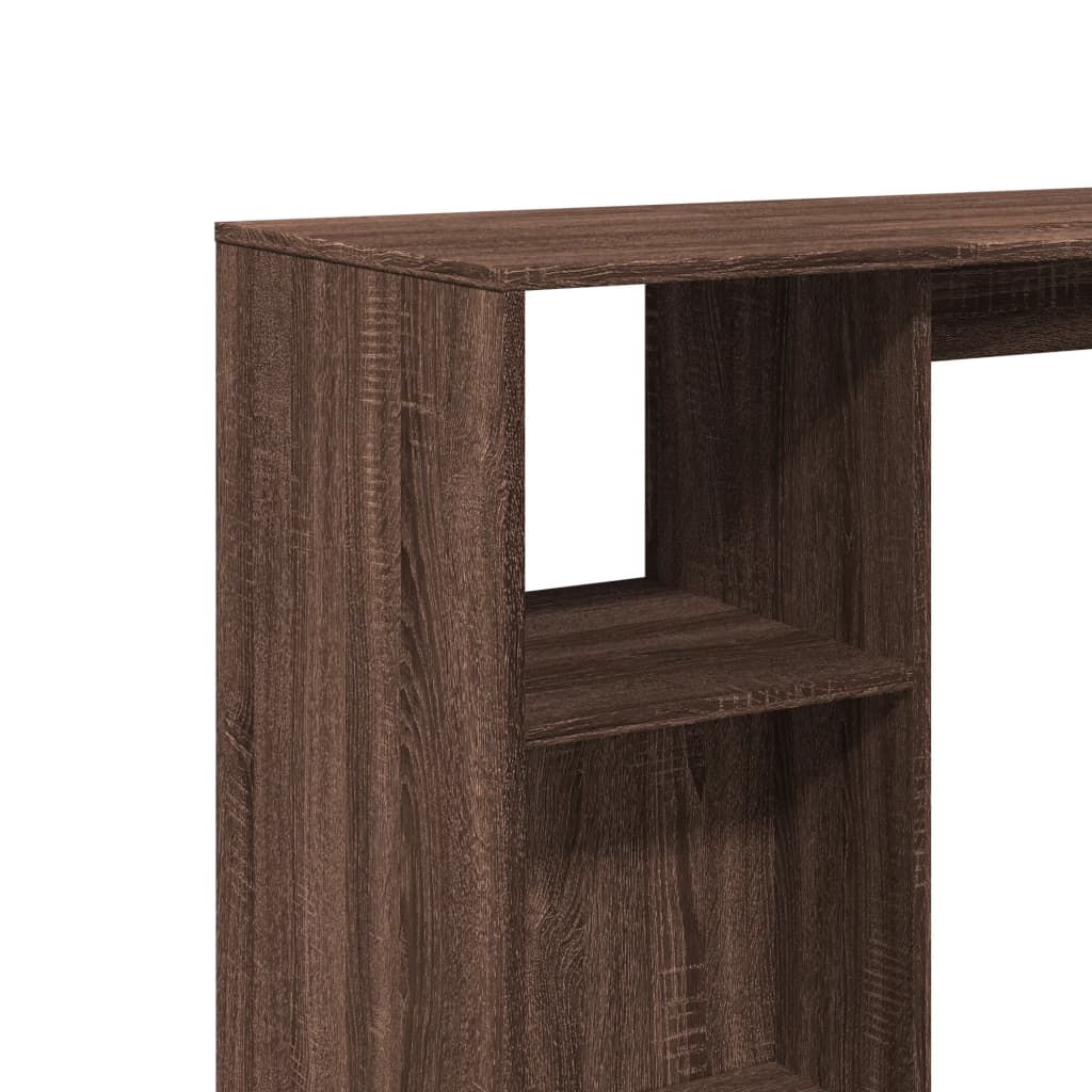barbord med hylde 124x46x103,5 cm konstrueret træ brun egetræ
