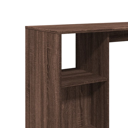 barbord med hylde 124x46x103,5 cm konstrueret træ brun egetræ
