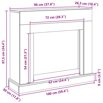 forsats til pejs 100x30x87,5 cm konstrueret træ sort