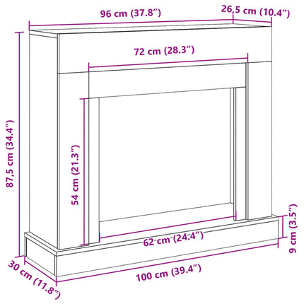 forsats til pejs 100x30x87,5 cm konstrueret træ betongrå
