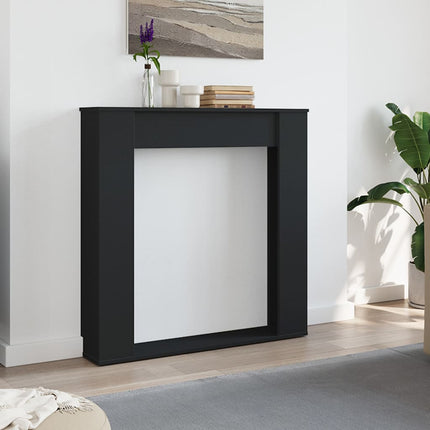 forsats til pejs 100x20x100 cm konstrueret træ sort