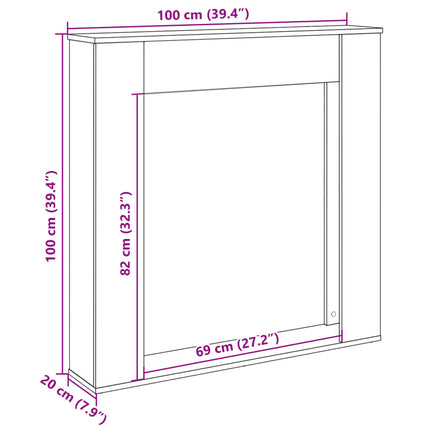 forsats til pejs 100x20x100 cm konstrueret træ sonoma-eg