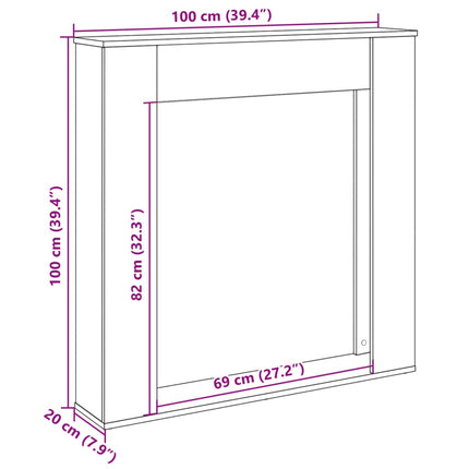 forsats til pejs 100x20x100 cm konstrueret træ brun egetræ