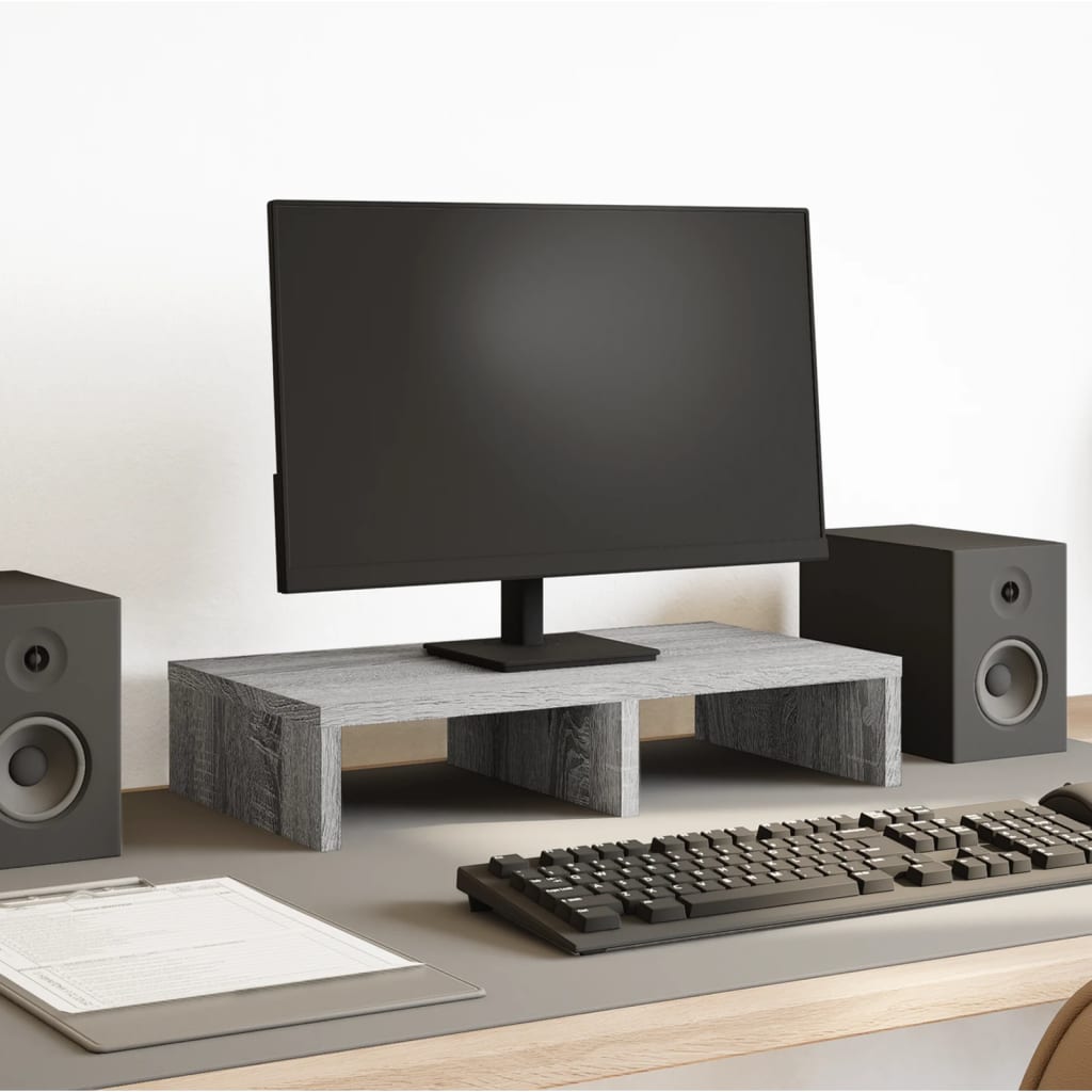 skærmholder 50x27x10 cm konstrueret træ grå sonoma