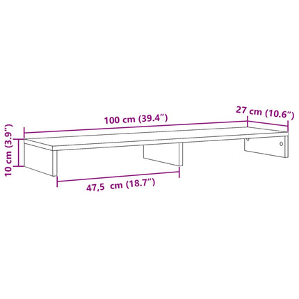 skærmholder 100x27x10 cm konstrueret træ brunt eg