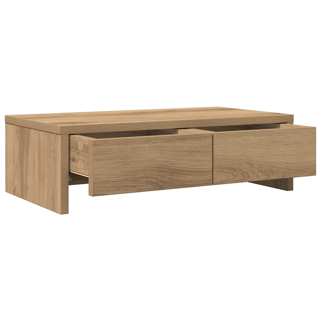 skærmholder med skuffer 50x27x15 cm konstrueret træ kunsteg