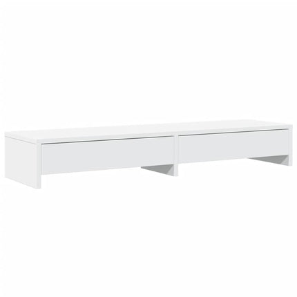 skærmstativ med skuffer hvid 100x27x15 cm konstrueret træ