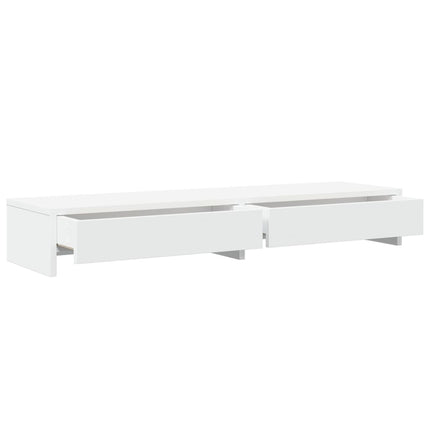 skærmstativ med skuffer hvid 100x27x15 cm konstrueret træ