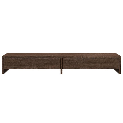 skærmstander med skuffer 100x27x15 cm konstrueret træ brun eg