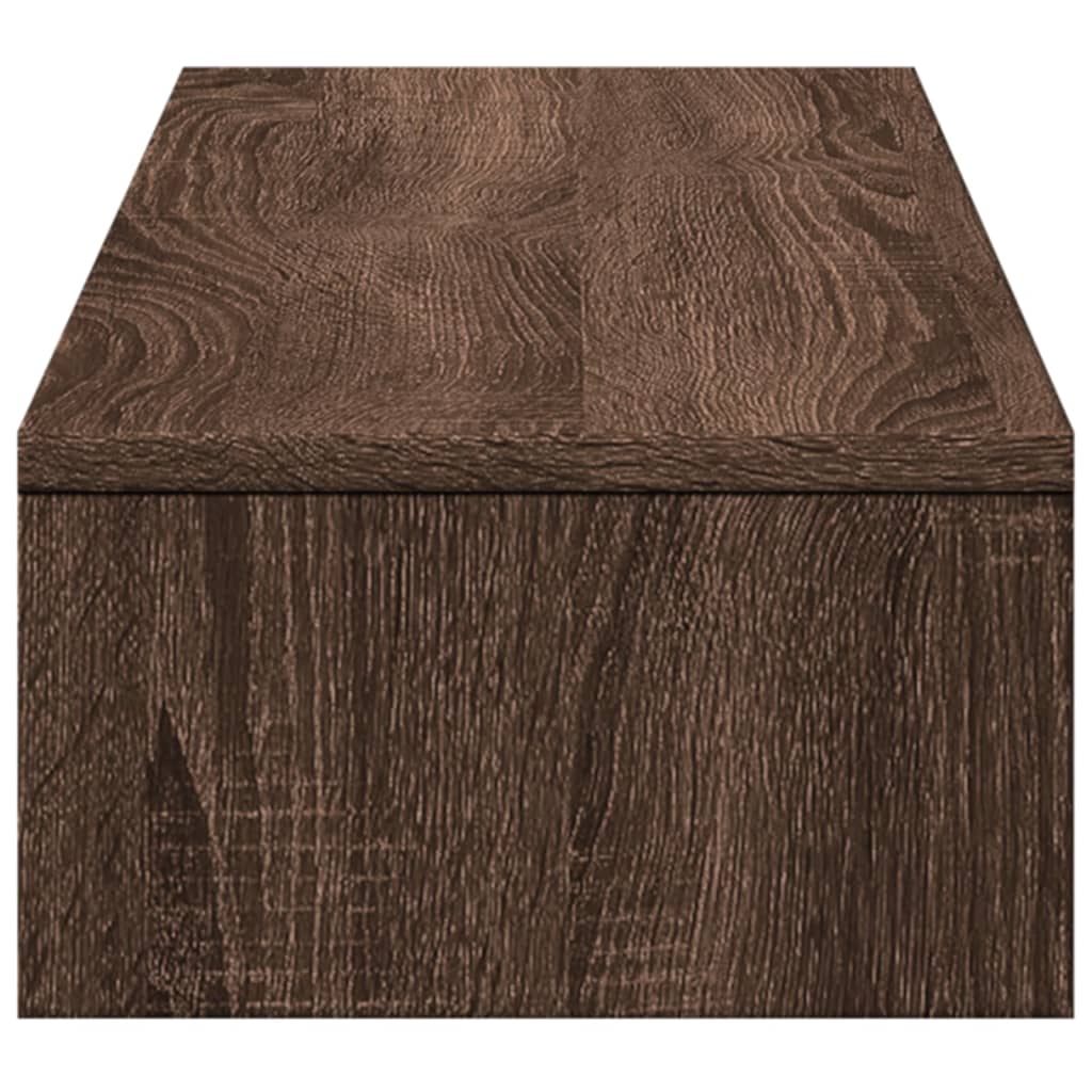 skærmstander med skuffer 100x27x15 cm konstrueret træ brun eg