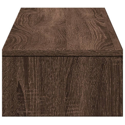 skærmstander med skuffer 100x27x15 cm konstrueret træ brun eg