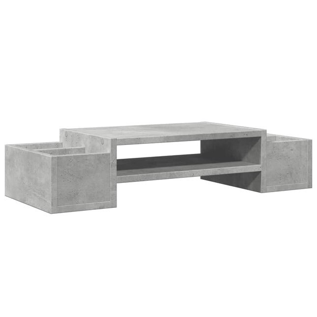 skærmholder med opbevaring 70x27x15 cm konstrueret træ betongrå