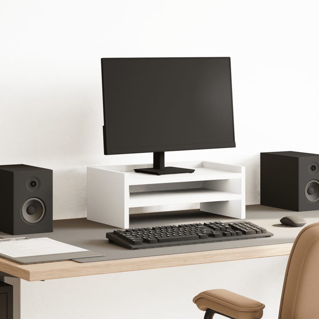 skærmstander 42x24x16 cm konstrueret træ hvid