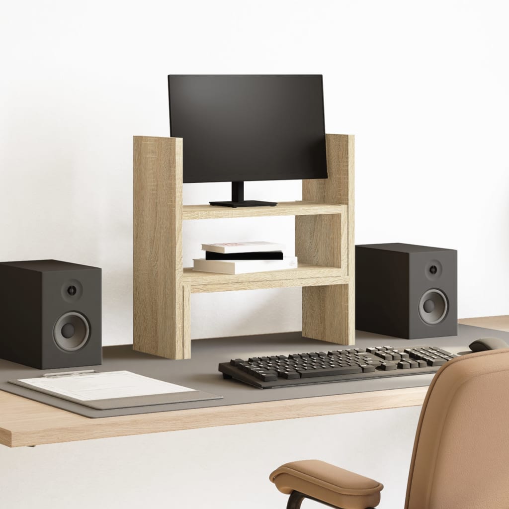 hylde til skrivebord 40x17x41 cm konstrueret træ sonoma-eg