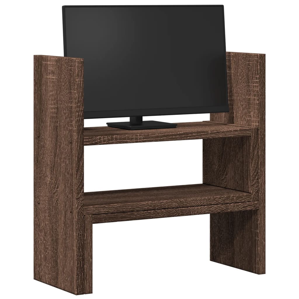 hylde til skrivebord 40x17x41 cm konstrueret træ brunt eg