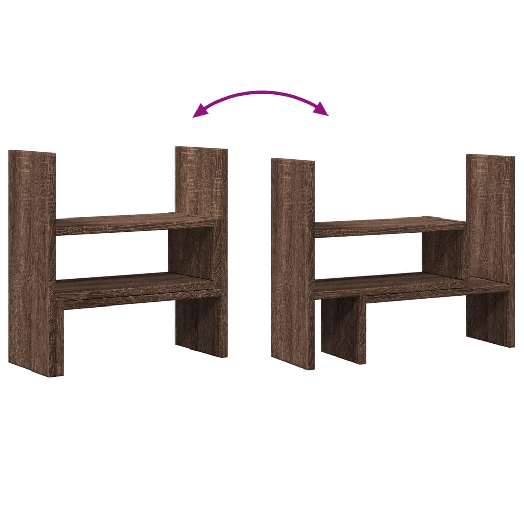 hylde til skrivebord 40x17x41 cm konstrueret træ brunt eg