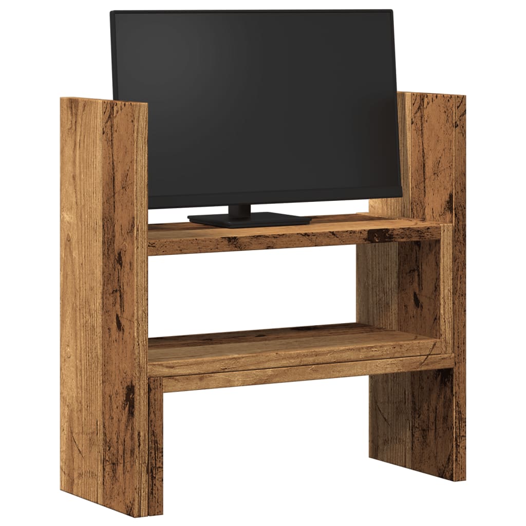 hylde til skrivebord 40x17x41 cm konstrueret træ antikt træ