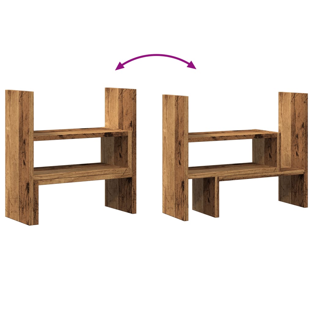 hylde til skrivebord 40x17x41 cm konstrueret træ antikt træ