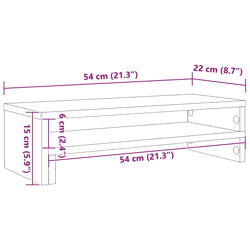skærmholder 54x22x15 cm konstrueret træ kunsteg