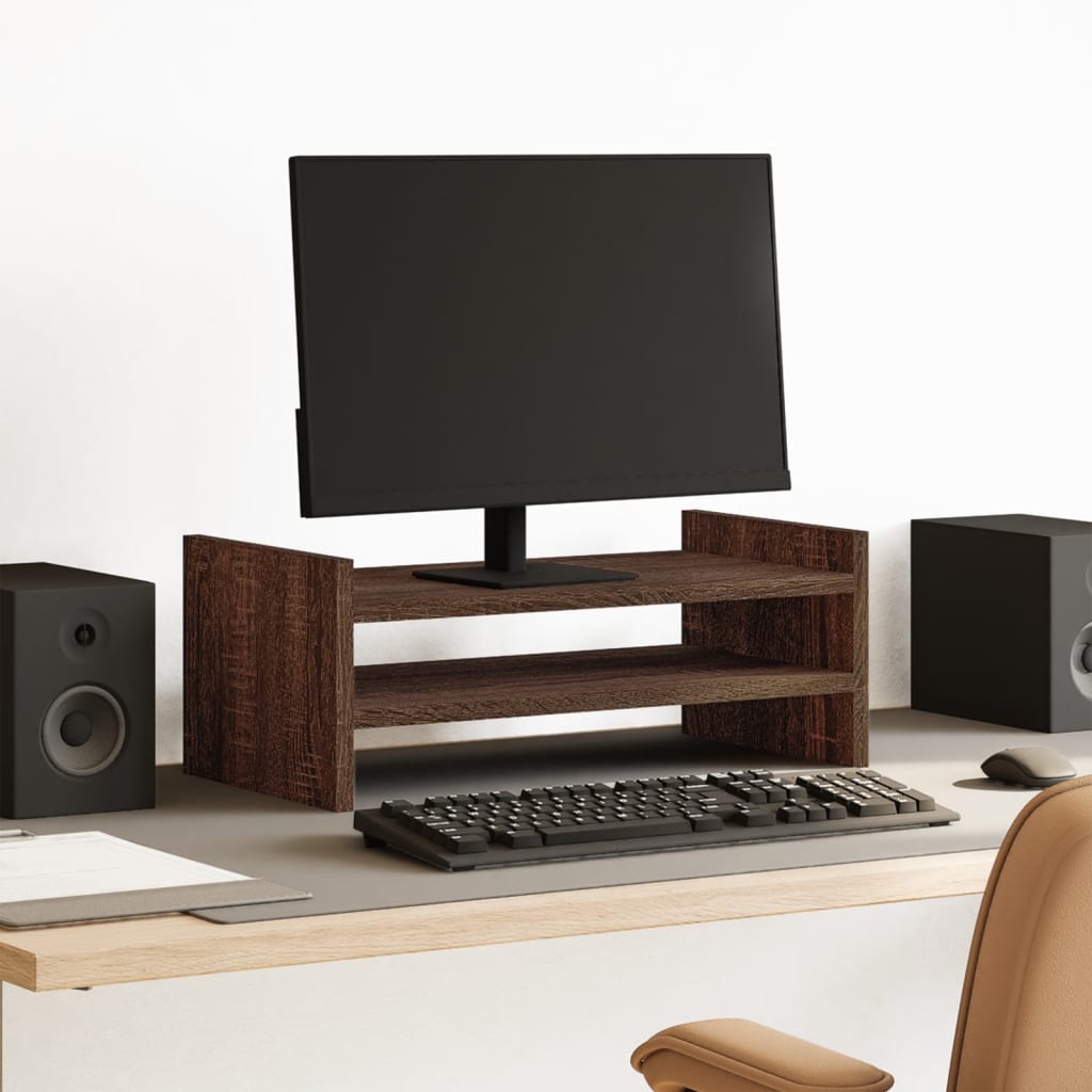 skærmstander 50x27x20 cm konstrueret træ brun egetræsfarve