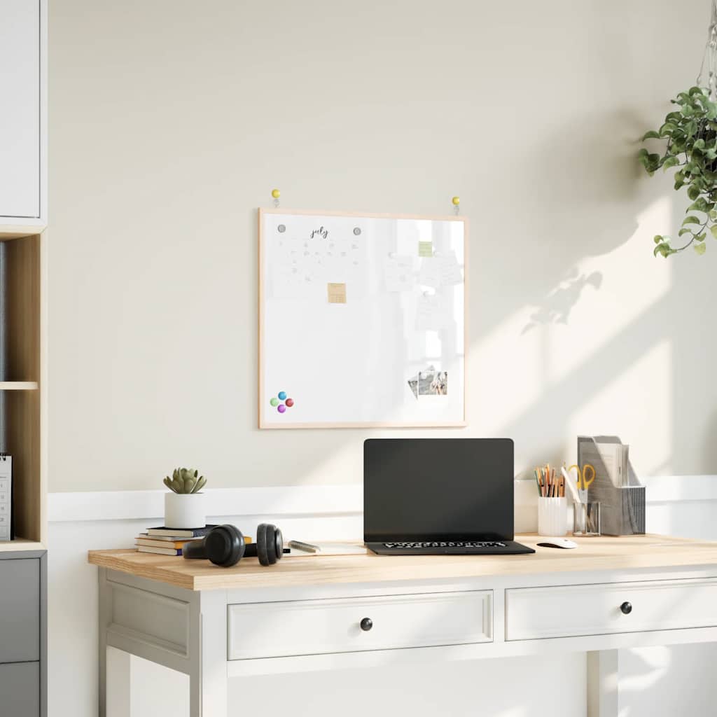 magnetisk whiteboardtavle med ramme i massivt fyrretræ 60x55 cm