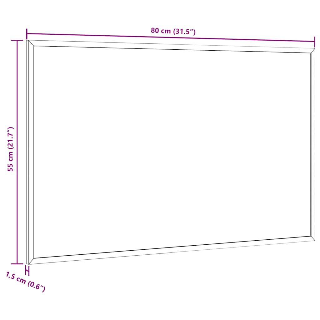magnetisk whiteboardtavle med ramme i massivt fyrretræ 80x55 cm