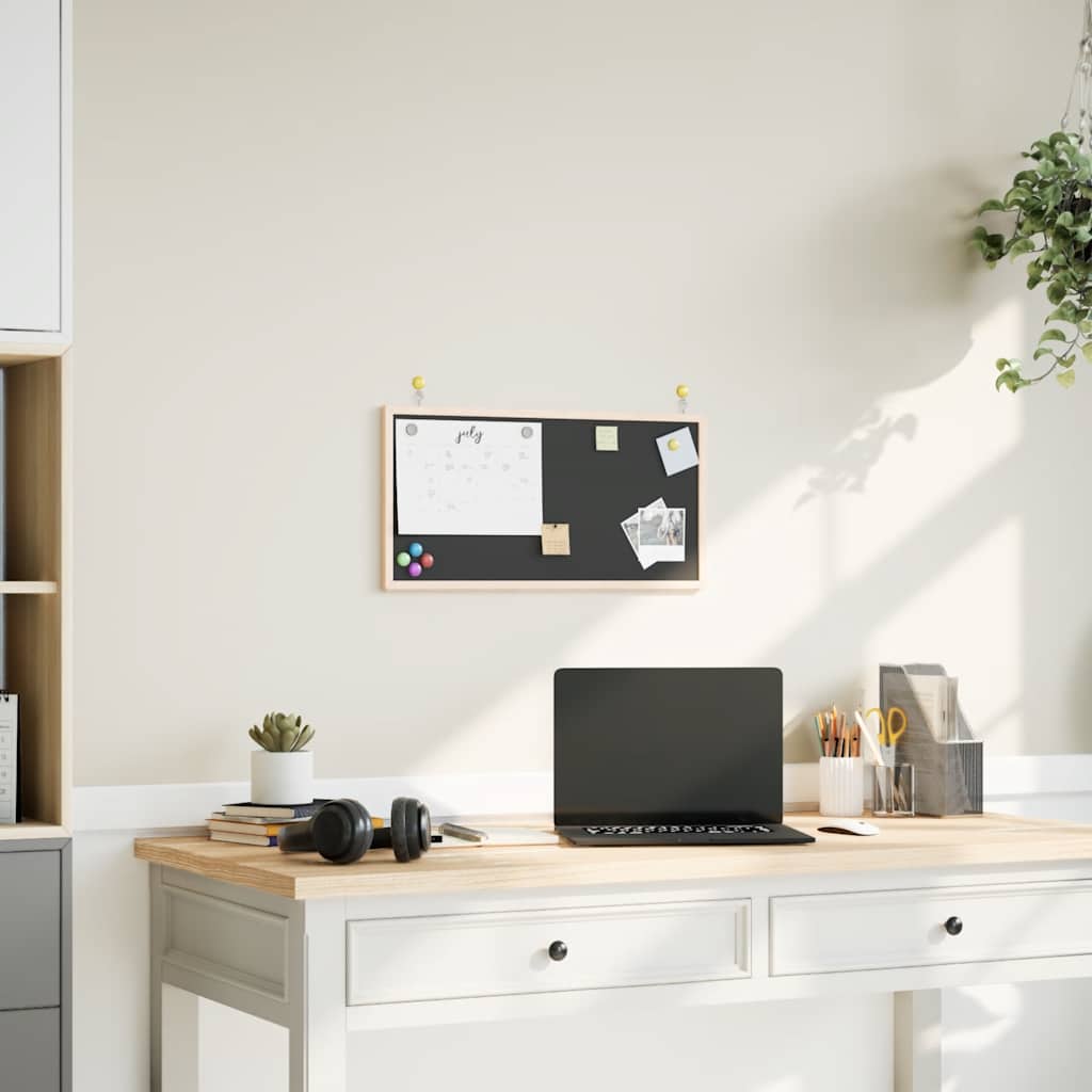 tavle med ramme af massivt fyrretræ sort 60x30 cm