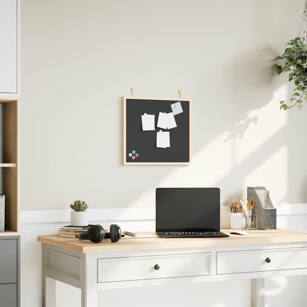 kridttavle med ramme af massivt fyrretræ 40x40 cm sort