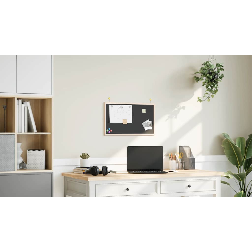 tavle med ramme af massivt fyrretræ sort 60x40 cm