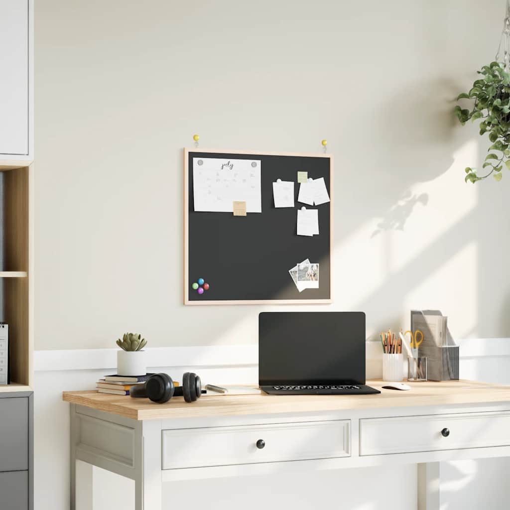 tavle med ramme af massivt fyrretræ sort 60x55 cm