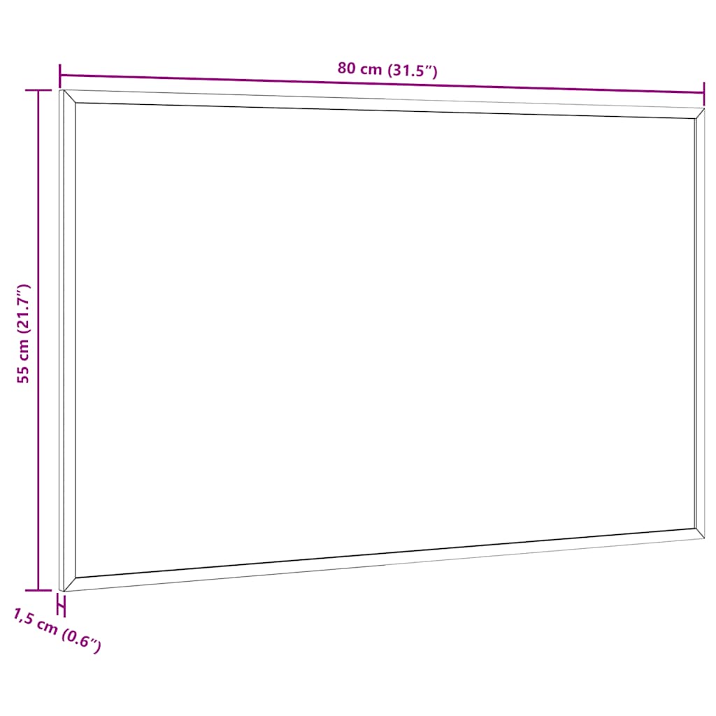 tavle med ramme af massivt fyrretræ sort 80x55 cm