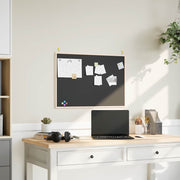 tavle med ramme af massivt fyrretræ sort 80x55 cm